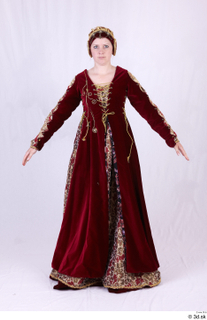  Photos Woman in Historical Dress 73 16th century a poses red decorated dress whole body 0001.jpg